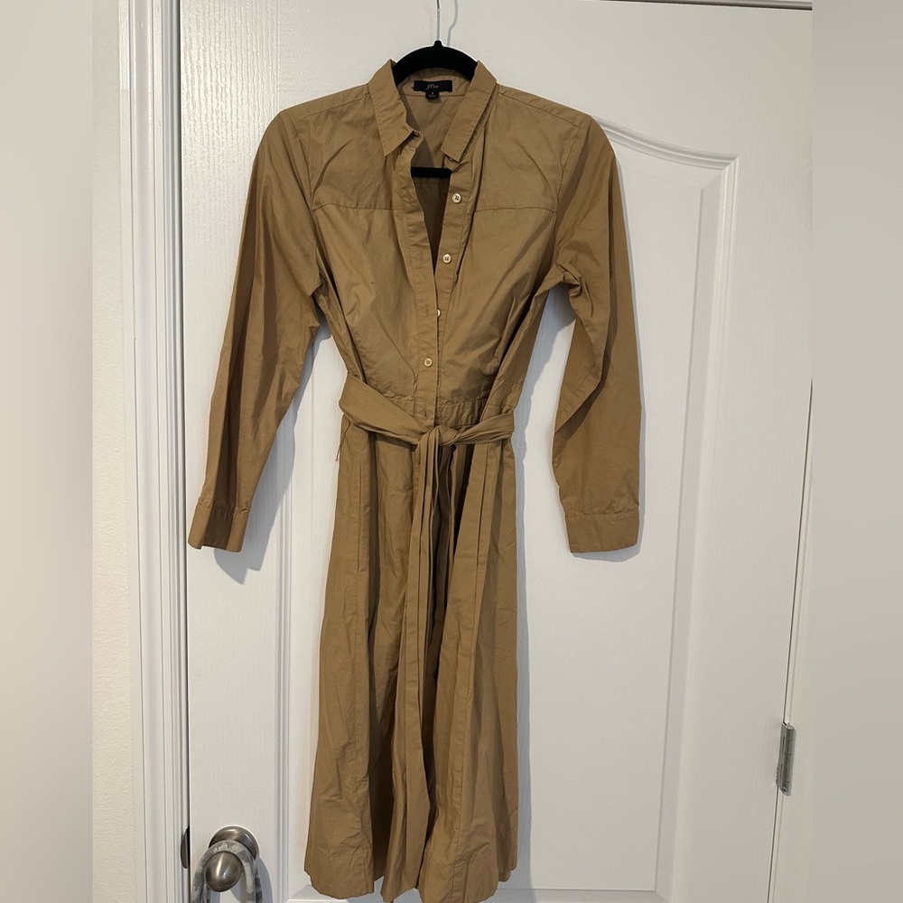 J Crew Khaki Button Down Midi Dress